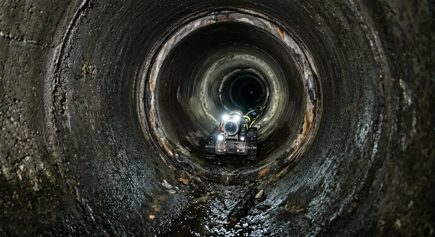 Robotic sewer camera inspecting pipe interior for Sewer Line Repair in Concord